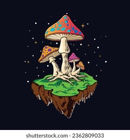 Colorful art of a beauty fairy magic mushrooms