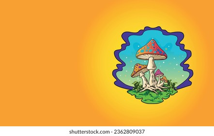 Colorful art of a beauty fairy magic mushrooms