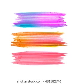 Colorful art Brush strokes. Vector grunge brushes. Paint smear strokes on a white background.