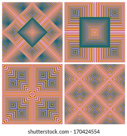 Colorful Art Deco pattern set, seamless in vector art. Ornaments for print, textile, wallpaper, vintage decor.