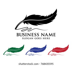colorful art detailed feather logo