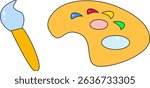 Colorful Art Palette and Paintbrush Vector Illustration for Creative Design, Drawing Tools, Painting, and Education Projects