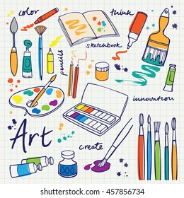 Colorful Art Supplies Icons