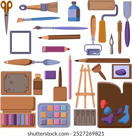 Colorful Art Supplies Illustration Set