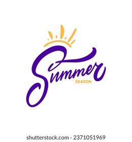 Colorful art text. Summer season phrase lettering poster. Holiday text vector. Isolated on white background.