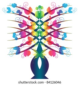 Colorful art tree isolated on white backgorund