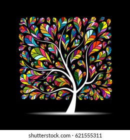 Colorful art tree for your design