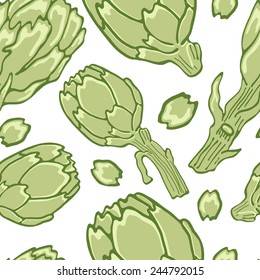 A colorful artichokes seamless pattern. Vector illustration