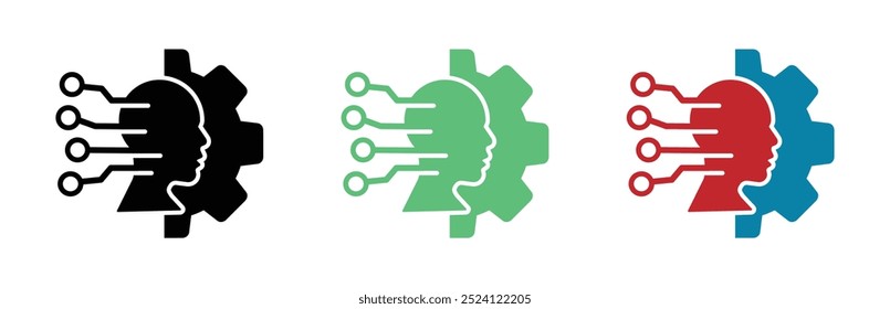 Ícone vetorial de Inteligência Artificial Colorida. Sinais de vetor de IA definidos. Ícone AI