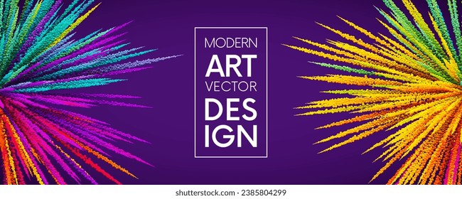 Colorful artistic banner with double sided rainbow paint splash. Color explosion poster for creative festival, event or art exhibition. Happy Holi powder explosion. Abstract creative design. Vector