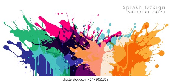 Colorful artistic banner with paint splashes design elements.