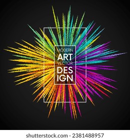 Colorful artistic banner with rainbow paint splash. Happy Holi festival powder explosion. Color explosion party poster. Abstract creative design. Mind blowing. Creative imagination concept. Vector ill