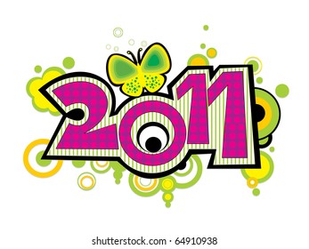 colorful artistic design new year 2011, vector illustration