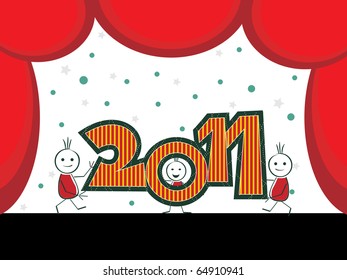 colorful artistic design new year 2011, vector illustration