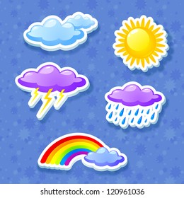 Colorful artistic forecast weather big icons set