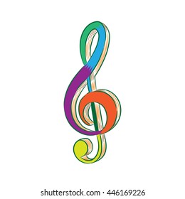 A Colorful Artistic Illustration of Violin Key that be use in Music Book, Article, Cover or as a Graphic Element