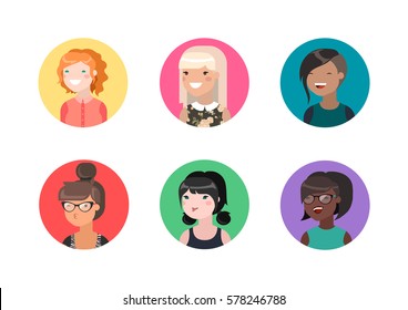 Colorful and artistic stylized female avatars in flat style ready-to-use on your website, blog or anywhere else.