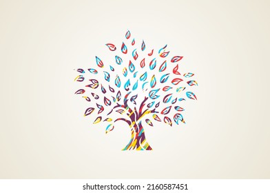 Colorful artistic tree logo design