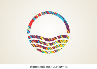 Colorful artistic wave in circle logo design