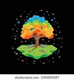 Colorful Artwork Depicting the Cosmic Tree of Life