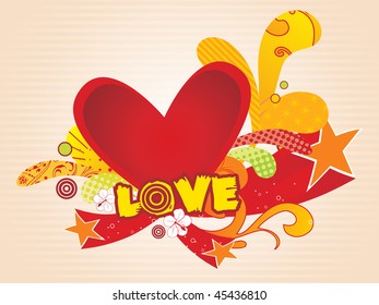 colorful artwork with romantic red heart