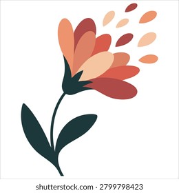 Colorful artwork of a yellow flower whose petals are falling to the