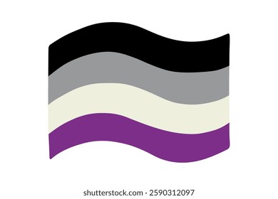 Colorful Asexual pride flag Happy pride day LGBTQ community Pride Month Vector hand drawn doodle for posters, stickers, logo, cards