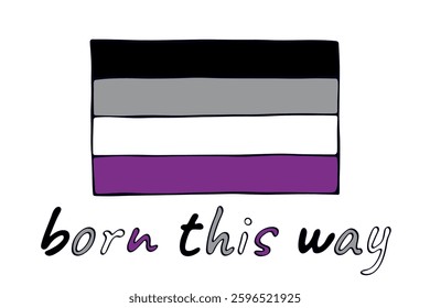 Colorful Asexual pride flag Happy pride day LGBTQ community Pride Month Vector hand drawn doodle for posters, stickers, logo, cards