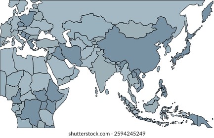 Colorful Asia map isolated on white background. for website layouts, background, education, precise, customizable, Travel worldwide, earth geography, political, reports.