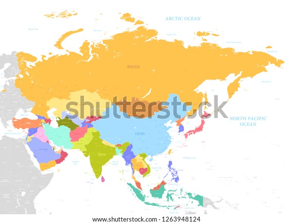 Super Small Printable Colorful Asia Maps Of Globe Labeled