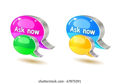 colorful ask bubble chat icon set isolated on white background