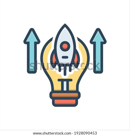 Colorful aspiration rocket icon. Vector illustration