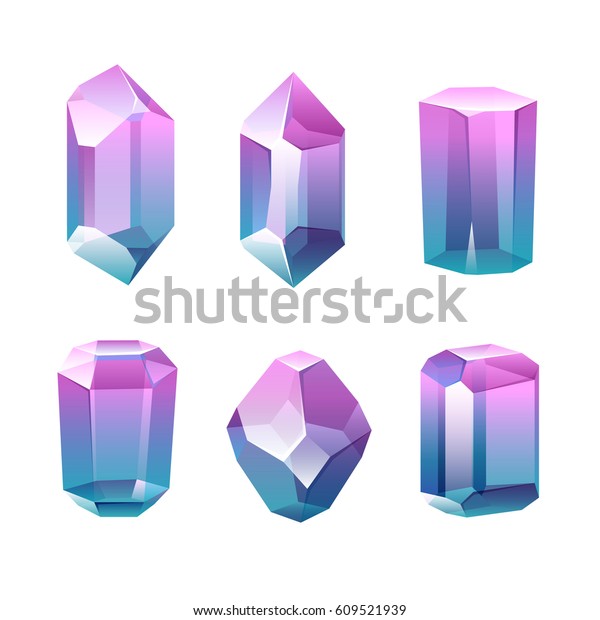 カラフルなさまざまな結晶セット 宝石の宝ダイヤのベクターイラスト ゲームのデザインに適しています のベクター画像素材 ロイヤリティフリー