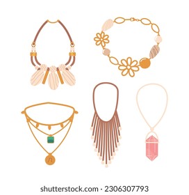 Colorful Assortment Of Beads And Necklaces, Perfect For Accessorizing And Adding A Touch Of Boho Style To Outfit