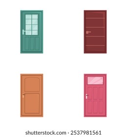 Colorful assortment of cartoon doors, perfect for illustration or design elements