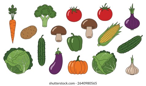 Colorful Assortment of Fresh Vegetables for a Healthy and Balanced Diet Options