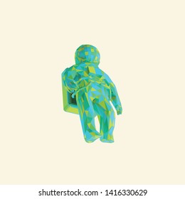 Colorful Astronaut on Isolated Background. Vibrant Low Poly Vector 3D Rendering