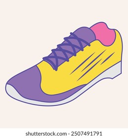 A colorful athletic shoe featuring a vibrant design suitable for sports activities.