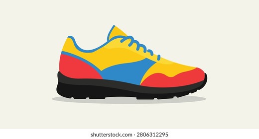 Colorful athletic sneaker illustration featuring modern sports footwear design suitable for fitness branding active lifestyle promotions fashion graphics and recreational apparel related creative projects