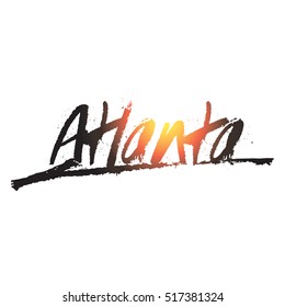 Colorful atlanta hand drawing text vector