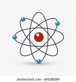 Colorful atom icon over white background