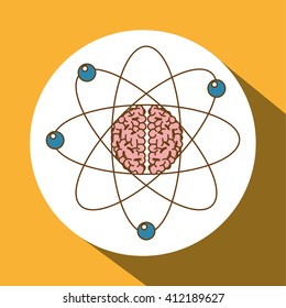 Colorful atom icon over white background