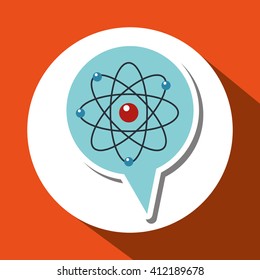 Colorful atom icon over white background