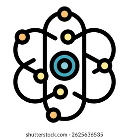 Colorful atom icon representing the concept of physics and chemistry science