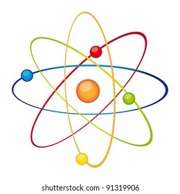 colorful atom isolated over white background. vector