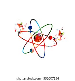 Colorful atom symbol isolated vector illustration