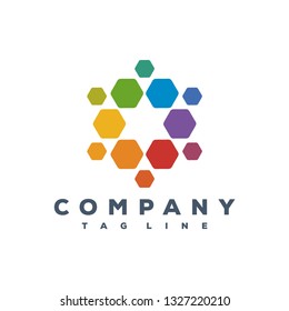 colorful atom tech logo design