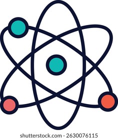 Colorful Atomic Structure Icon Illustration with Electron Orbits