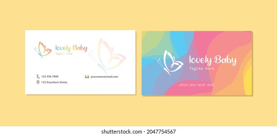 Colorful and attractive Business Card stationery design with blend pattern for baby product brands, kids brands, kids and nursery schools, clothing, playful, fun business designs