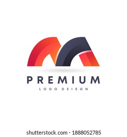 Colorido estilo gradiente atractivo símbolo de diseño del logotipo del vector de la letra M para su marca y compañía